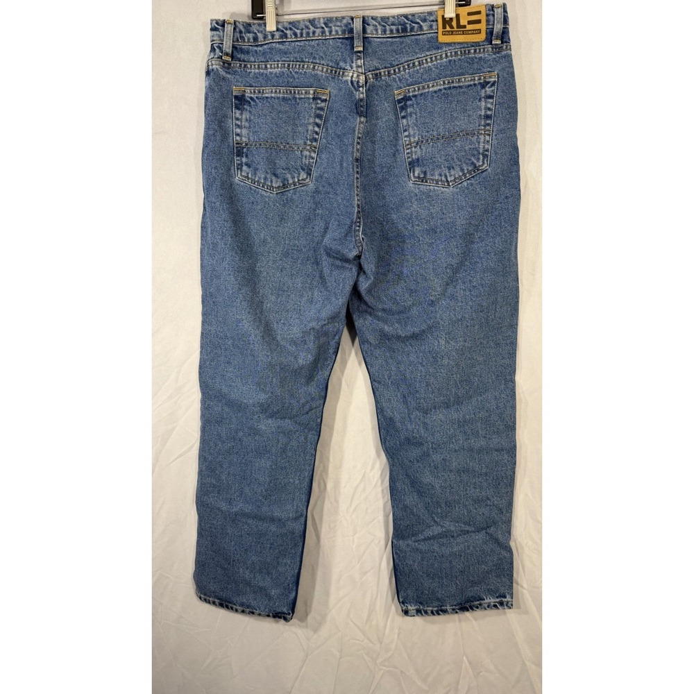 ralph lauren RL Medium Wash Blue Jeans True Size 36x30 Baggy Fit Denim Pants - Picture 12 of 13